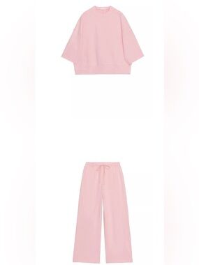Zara Pink Wide-Leg Sweatpants and Boxy Sweatshirt Set